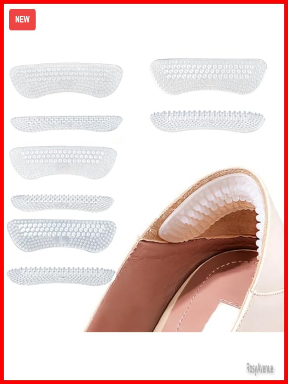 4 Pair Silicone Heel Stickers Cushions Grips for Loose Shoes Anti Slip Inserts